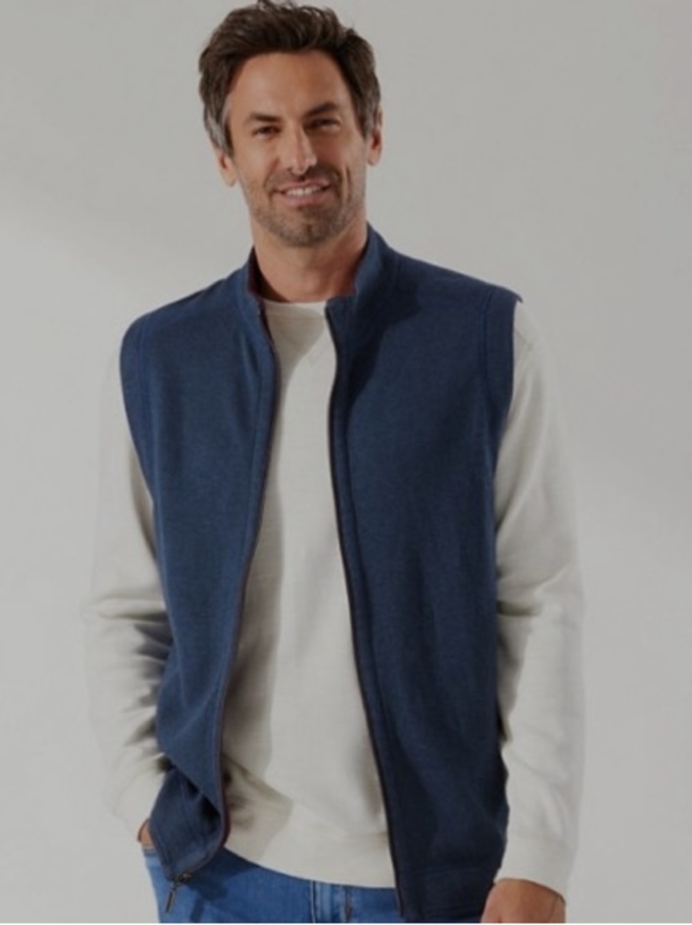 Tommy Bahama Bluefish Heather Flip Side Reversible Classic Zip Vest Medium